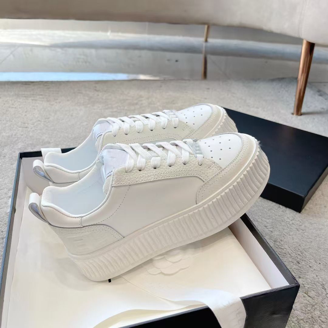 High Version 2025 New White Sneakers Biscuit Sports Sile Lace-up Board Platform Thick Sole Shoes Women Height_vogvips.com