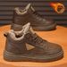 Fleece-Lined Men's Shoes For Autumn And Winter, High-Top Sneakers, Men's Leather Warm Thick Cotton Shoes, Low-Top Martin_vogvips.com