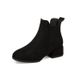 Plu Size Chelea Ankle For Women Black Round Toe Caual Comfortable Chunky Bare Short Tube Mid Heel Britih Martin_vogvips.com