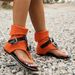 European And American Style Toe Post Flat Roman 2024 Summer New Denim Belt Buckle Large Size High Top Sandals For Women_vogvips.com