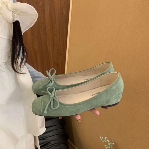 Height Increasing Shallow Mouth Red Early Spring Single Shoe Women's New One Foot Stepping Scoop Fairy Style French Bean_vogvips.com
