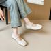 Flat Mary Jane Shoes Women's One-word Belt Inner Height Increase Single Shoes Silver Pleated Evening Women's Shoes_vogvips.com
