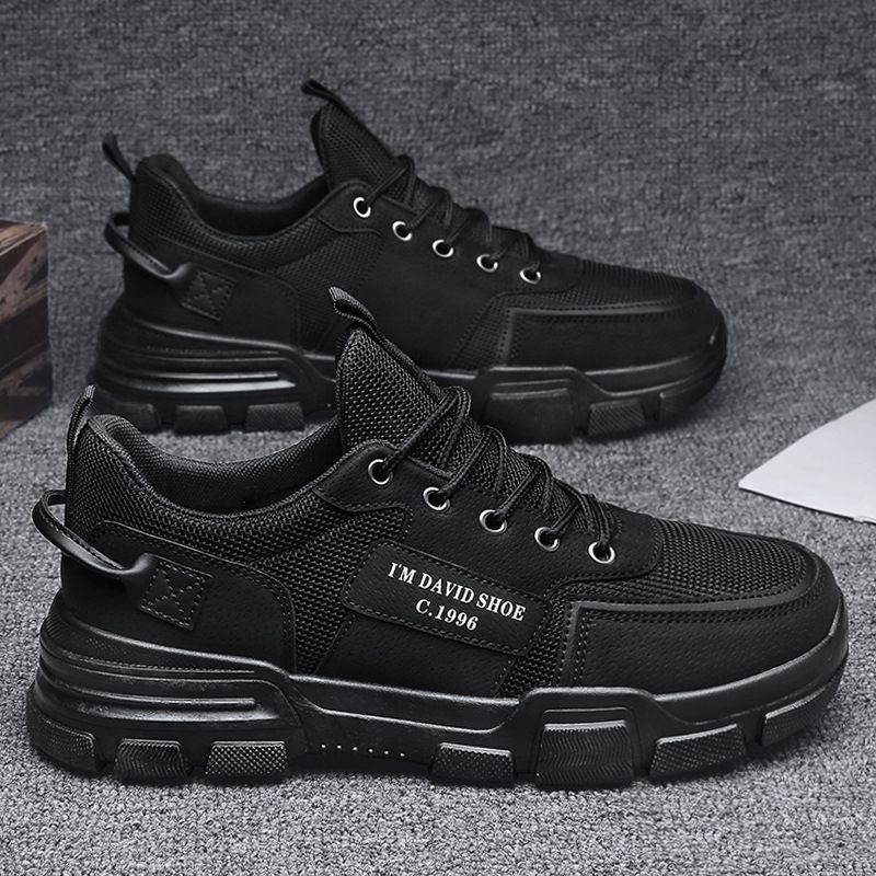 Men's Waterproof Slip-Resistant Work Shoes - Breathable Casual Sneakers For Construction & Outdoor Activities (Black/Tan)_vogvips.com