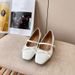 Sheepskin Version ~ French Square Toe Bowknot Mary Jane Women's Shallow Mouth Patent Leather Single One-Strap Fairy Flat_vogvips.com