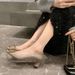 Elegant Elephant Gray High-heeled Shoes With A Stiletto French Style, Toe, Shallow Cut, Suitable Commuting, Chunky Heel,_vogvips.com