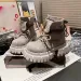 Stylish Booties Scrub Leather Big Round Toe Lapel Platform Block Heel Naked Boots 251226_vogvips.com