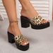 2025 Foreign Trade Large Size Wedge Colorful Red One-strap Thick-soled Sandals, Summer Striped Women's Shoes_vogvips.com