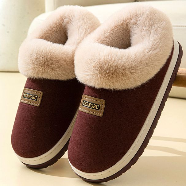 Women's Winter Indoor And Warm Thickened Fur-Lined Closed-Back Cotton Slippers Men's Outdoor Snow Boots Wholesale_vogvips.com