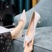 237-3 European And American Style Fashion Simple Sexy Pedicure Party Mid-Heel Women's Thin Heel Shallow Mouth Pointed_vogvips.com