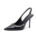 2026 Spring And Autumn New Style Pointed Toe Rhinestone High Heels For Women, Black Patent Leather V-Cut Thin Heel Sexy_vogvips.com