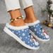 Women's Cozy Fleece-Lined House Slippers - Non-Slip Rubber Sole Winter Shoes With Plush Interior (Blue, Red)_vogvips.com