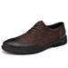 Euro Step New Men's Fashion Brogue Pattern Patchwork Suede Genuine Leather Shoes Comfortable Soft Sole Casual Loafers_vogvips.com