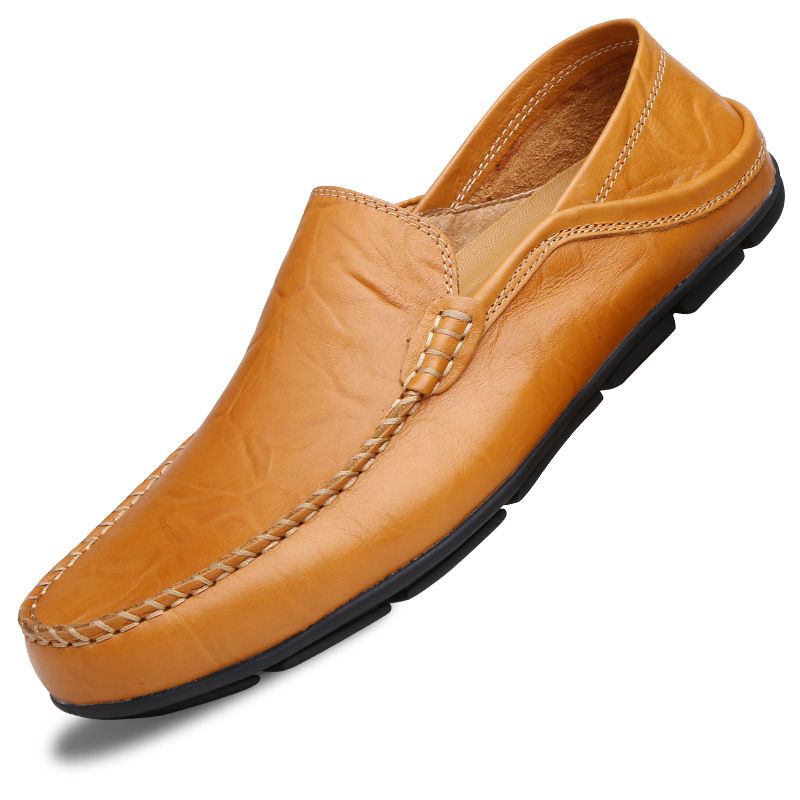 Men's Shoes Cotton Shoes, Leather Shoes, Autumn Driving Flat Shoes, Plus Size, Slip On, British Style Loafers, Casual And Versatile_vogvips.com
