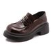 Loafers For Women Spring New Metal Buckle British Style Genuine Non Slip Thick Sole Small Leather Height Increasing_vogvips.com