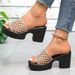 Women's Elegant Slip-On High Heeled Sandals Summer New Style Platform Hollow out Open Toe plus Size Shoes_vogvips.com