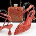 Fashion sexy women's shoe bag set lace mesh fabric ankle strap fringe rhinestone decoration_vogvips.com