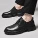 Men's Oxford Leather Shoes Style Round Head Lace-up Platform Men's Leather Shoes_vogvips.com