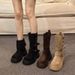 ShoeVault Brown Two-Way Motorcycle Martin 2024 Autumn Winter New Thick-Soled Height-Increasing Melad Short Boots For Petite Women_vogvips.com