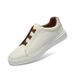 Leather Board Shoes One Pedal Lazy Casual Board Shoes Irst Layer Cowhide Men's Elastic Band White Shoes_vogvips.com