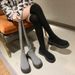 Over-the-Knee For Women, Long Elastic With Chunky Heels, 2023 New Autumn And Winter Knitted Sock Boots, Korean Style_vogvips.com