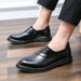 Euro Step Men's Leather Shoes Height Increasing Breathable British Style Loafers Business Formal Pointed Toe Slip-On Xuheng New_vogvips.com