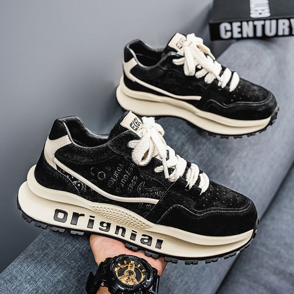 Men's 2025 Spring New Thick Soled Anti Slip Sports Casual Versatile Height Increasing Dad Men's Trendy Shoes_vogvips.com