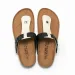RUIZUSTOCK Unisex Trendy Black White Two Tone Thong Slide Sandals PU Leather Cork Footbed Casual Flat Shoes_vogvips.com