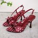 2026 Summer New Red Polka Dot High-Heeled For Women Bow Strap Thin Heel Open-Toe Sandals_vogvips.com