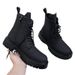 Black Martin Boots For Men, Ins Style, Cool Side Zipper, Workwear Motorcycle Boots, Thick Sole, High Top Shoes, Matte_vogvips.com