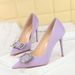 3265-K71 Fashionable Elegant High Heels For Women, Shallow Mouth Square Buckle Rhinestone Stiletto Pointed Toe High-end_vogvips.com