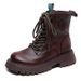 Top Layer Cowhide Martin Boots For Women, European Style, Platform Heel, Single Vintage Handmade, Versatile Mid-Heel_vogvips.com