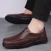 Men's Leather Shoes Casual Loafers Lazy Thick-soled Round Head Foot Cover Men's Leather Shoes_vogvips.com