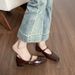French Square Head Single Shoes Women's Light Mouth Thick Heel With Buckle Mary Jane Shoes_vogvips.com