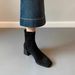 2024 Autumn Winter Suede Slim Brown Melard Thick Heel Ankle French Square Toe Stretch Boots_vogvips.com