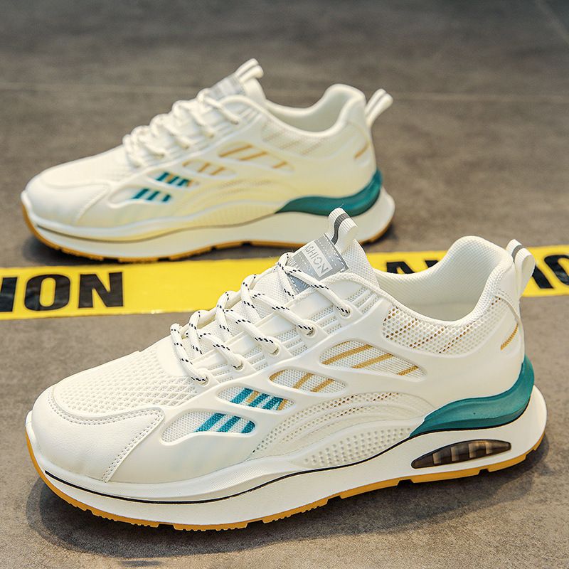 Men's Summer Breathable New Youth Sports Mesh Running Casual White Thick Bottom Dad Fashion Shoes_vogvips.com