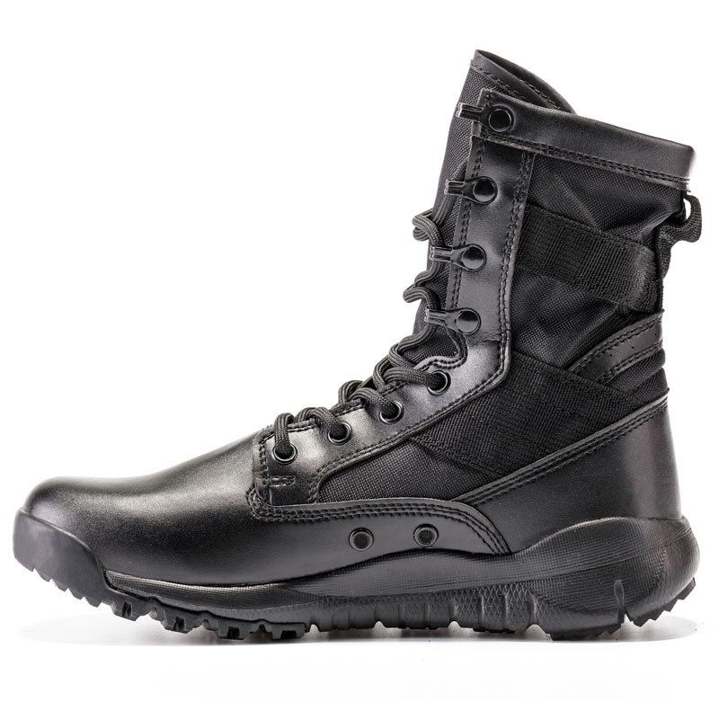Sand-colored High-top Combat Boots, Spring And Autumn Combat Boots, Canvas Breathable High-top Combat Boots_vogvips.com