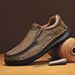 Spring New Handmade Stitched Slip-On Large Size Casual Leather Shoes Men's Super Soft Sole Loafers_vogvips.com