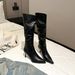 9800-2 Petite Pointed Toe New Thin Heel High Tube Long Fashion Leather Women Boots_vogvips.com