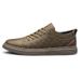 Men's Round Head Board Shoes Cowhide Surface Breathable Embossed Casual Little White Shoes Low-top Sports Men's Shoes_vogvips.com