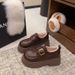 Leather Platform High-heeled Loafers Women's Velvet Small Leather Shoes_vogvips.com