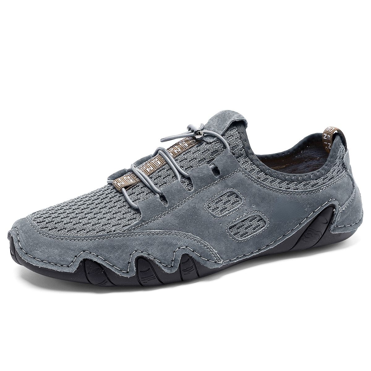 Breathable Men's Casual Sports Shoes Large Size Sewn Leather Mesh Shoes Korean Version Trendy Men's Shoes_vogvips.com