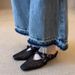 Women's Black Flat Sandals Sheepskin Cross Strap Hand Woven Hollowed Out Simple Versatile Closed Toe Shoes For Summer_vogvips.com