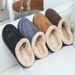 Men's Home Winter Indoor Warm Thick Bottom Plush Waterproof Leather House Slippers Man Suede Cotton Shoes_vogvips.com