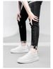 Men's Shoes Inner Height Increase Sports Casual Shoes Low-top Cowhide Surace Thick-soled Running Sports Small White Board Shoes_vogvips.com