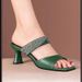 Cross-border Rhinestone Elegant Mid-high Outdoor Women's Shoes, Summer Chunky Heel Fashion Sa, Versatile Slip-on_vogvips.com