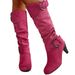 Autumn Winter New Over-the-Knee Mid Suede High Heels Size 40-43 Belt Buckle Mid-Calf Boots_vogvips.com