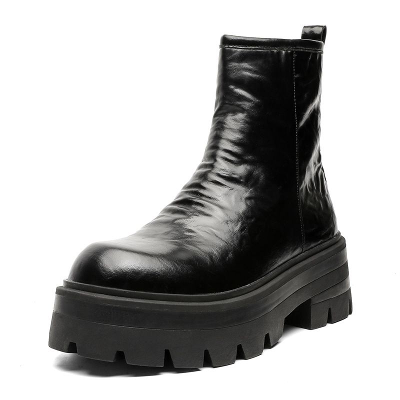 Wind Side Chain High Top Martin Boots Retro Tooling Boots Short Boots_vogvips.com