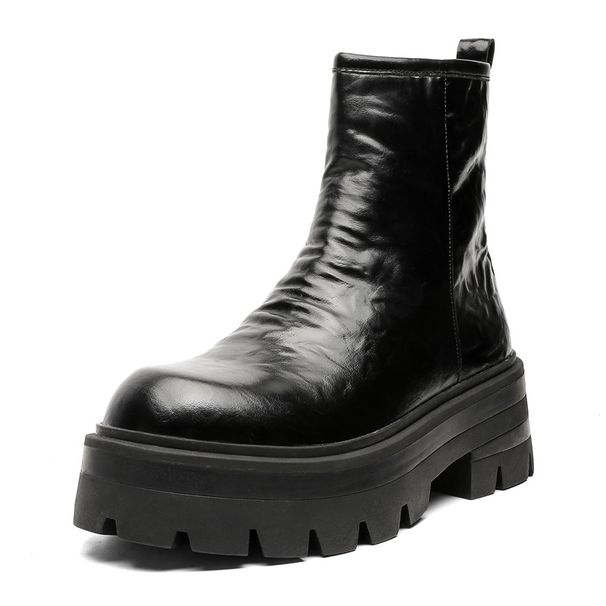 Wind Side Chain High Top Martin Boots Retro Tooling Boots Short Boots_vogvips.com