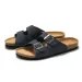RUIZUSTOCK Men Fashion Khaki Slide Sandals Double Buckle Cork Footbed Flat Slippers_vogvips.com