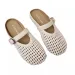 Women Hollow Woven Mary Jane Mules Buckle Strap Flat Slide Sandals_vogvips.com